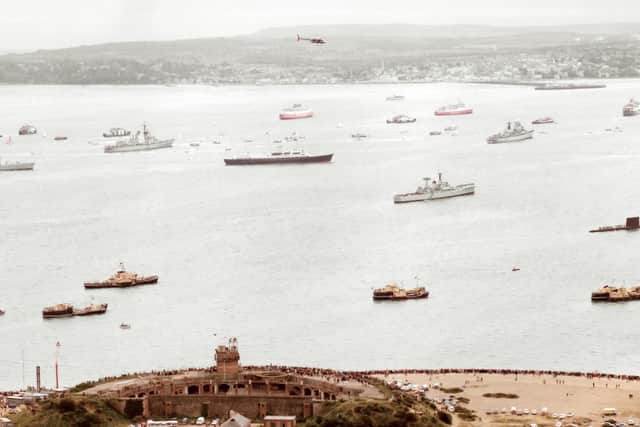 The 1977 Silver Jubilee Fleet Review with Fort Gilkicker in the foreground. Picture: Gordon Walwyn collection.