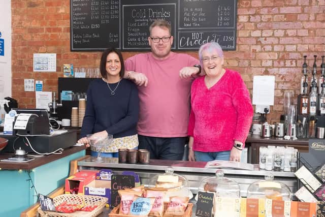 Amanda Collins, Shane Davies and Leslie Ralls behind the counter at Crafty Makery.
Picture Credit: Keith Woodland