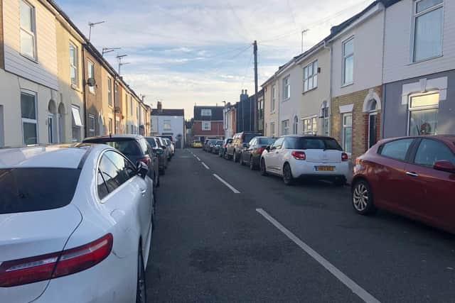 The scene close to where the attack took place on Christmas Day in St Vincent Road, Southsea