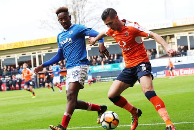Jamal Lowe in action at Luton last season. Picture: Joe Pepler
