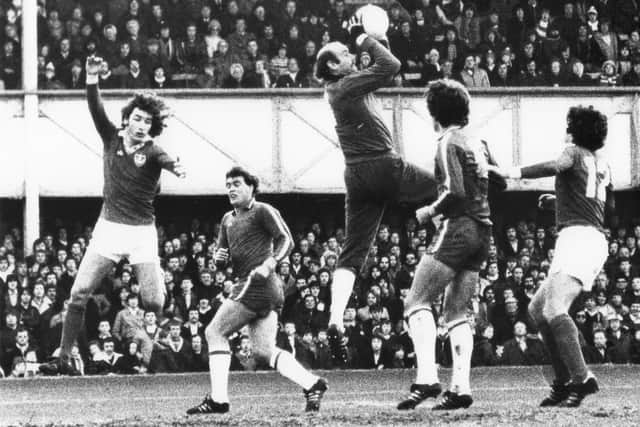 Jeff Hemmerman, left, in action against Aldershot three days later on January 1, 1980