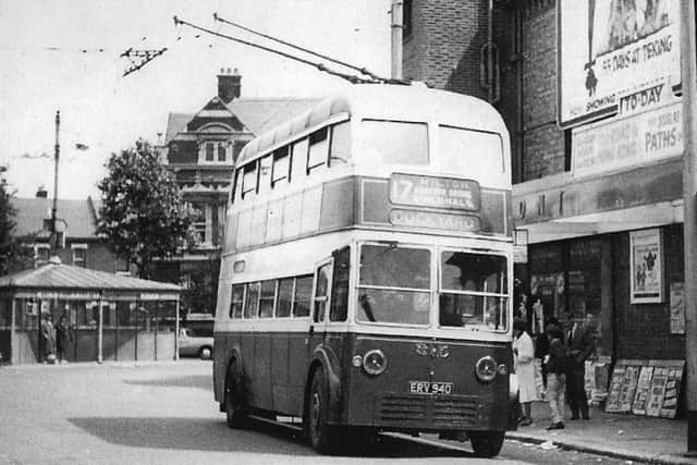 A trolleybus in Bradford Road. Is that Victoria Crescent in the background? Picture: Barry Cox