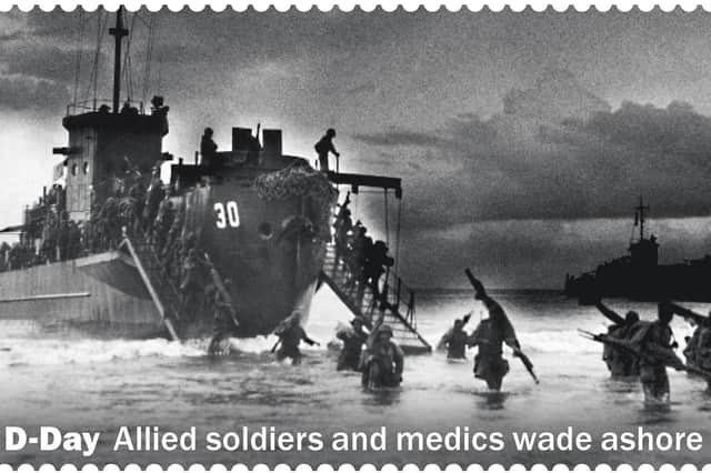 Royal Mail handout image of one of a set of stamps that had been due to be issued in 2019 to mark the 75th anniversary of the D-Day landings. Royal Mail has apologised over the stamp design which actually showed US troops on a beach in Asia. PA Wire