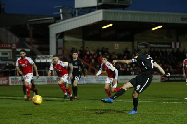 Brett Pitman levels from the spot/ Picture: Daniel Chesterton