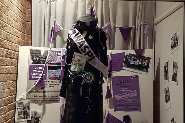 The Waspi suffrage display in the Gosport Labour office