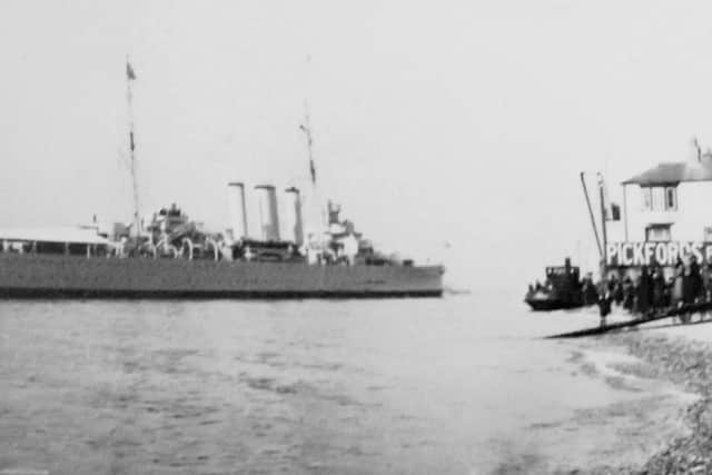 HMAS Australia arrives back in Portsmouth on March 28, 1935, with the Duke of Gloucester on board. Picture: Barry Cox Collection