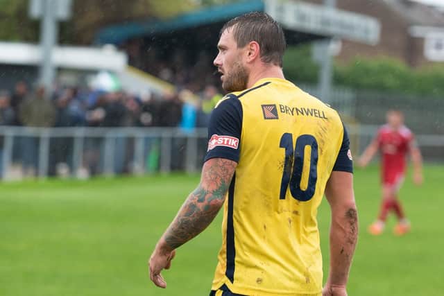 Moneyfields striker Steve Hutchings Picture: Vernon Nash