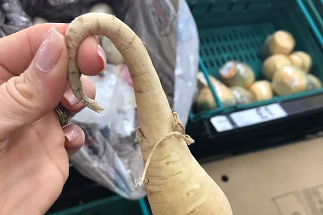 Verity Lush with the droopy supermarket parsnip