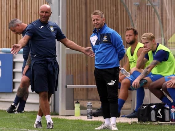 Baffins manager Steve Leigh, left. Picture: Chris Moorhouse
