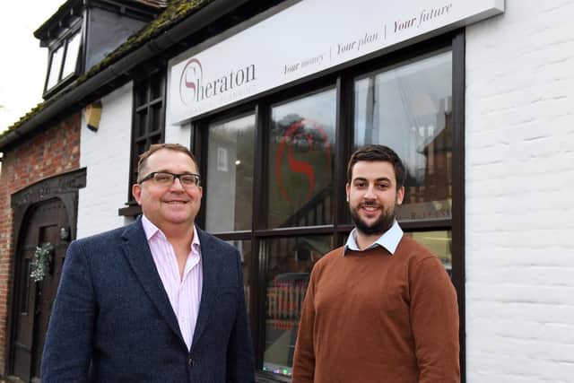 Jason Eldrid, left, set up Sheraton six years ago and he has now won a prestigious national award from the Financial Times 
with, right, Frankie Davis - a University of Portsmouth Business Studies intern now with Sheraton
Picture by:  Malcolm Wells (181221-1101)