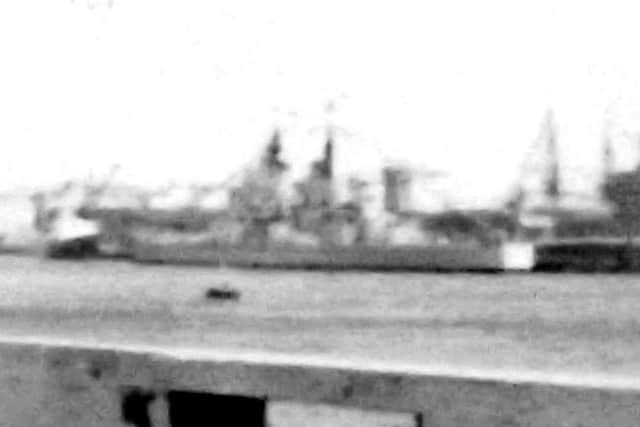 Seen from the training ship Fouydroyant the ship in the distance turns out to be battleship HMS Vanguard.