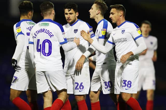 Check-aTrade Trophy Round 3 - Southend United v Portsmouth - 08/01/19
Portsmouths Gareth Evans celebrates scoring his first goal of the match