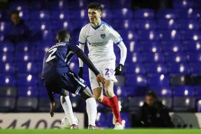 Leon Maloney made his Pompey debut against Southend on Tuesday night. Picture: Joe Pepler