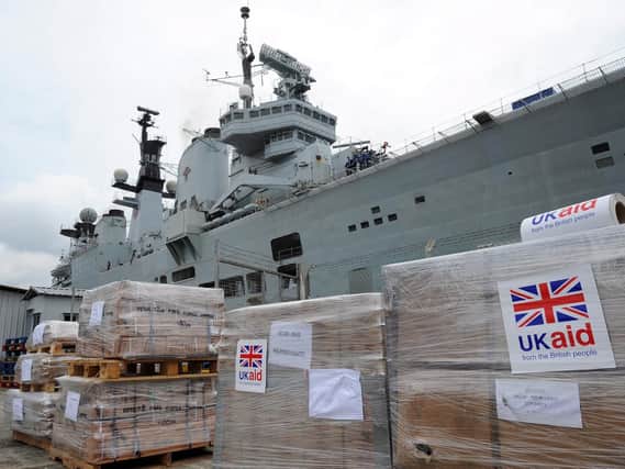 Following the devastation of parts of the eastern Philippines by Typhoon Haiyan, the department for international development (DfID) requested MoD support to the humanitarian relief effort.  The former HMS Illustrious was re-tasked to support DfID with humanitarian relief. Photo: Royal Navy
