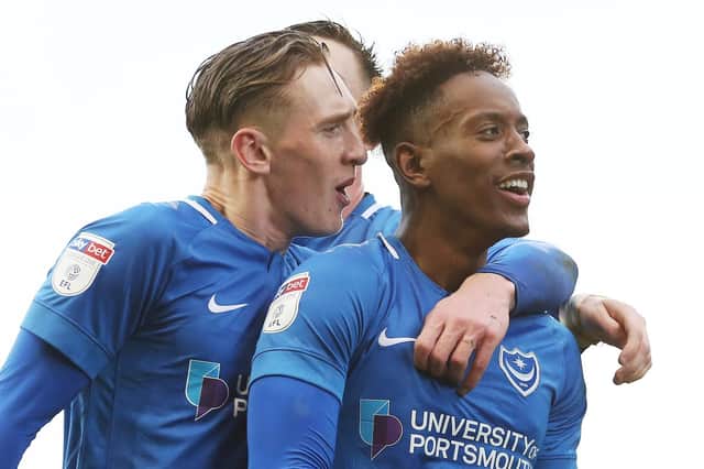 Ronan Curtis, left, and Jamal Lowe have starred for Pompey this season. Picture: Joe Pepler