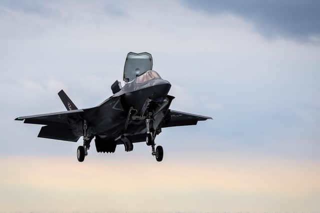 The first ever Shipborne Rolling Vertical Landing (SRVL) has been carried out by an F-35B Lightning II joint strike fighter jet conducting trials onboard the UK's new carrier HMS Queen Elizabeth. The UK is the only nation currently planning to use the manoeuvre, which will allow jets to land onboard with heavier loads, meaning they wont need to jettison expensive fuel and weapons before landing. Photo: MoD