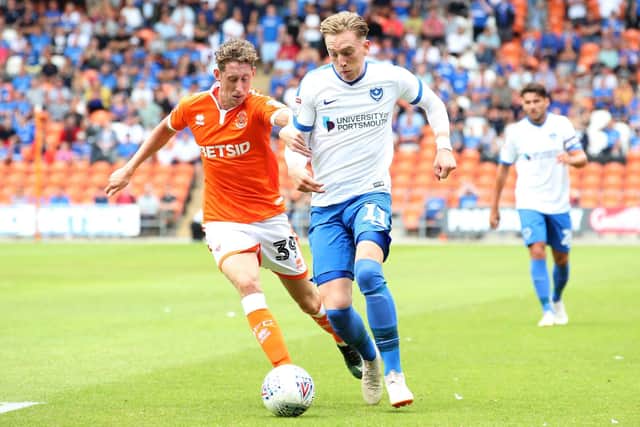 Ronan Curtis in action at Blackpool earlier in the season. Picture: Joe Pepler