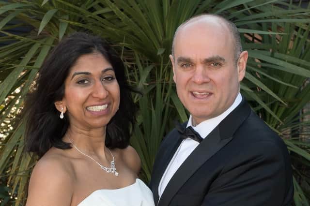 Suella Braverman and her husband, Rael. Picture Credit: Keith Woodland