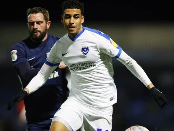 Louis Dennis starred for Pompey in the Checkatrade Trophy win at Southend. Picture: Joe Pepler