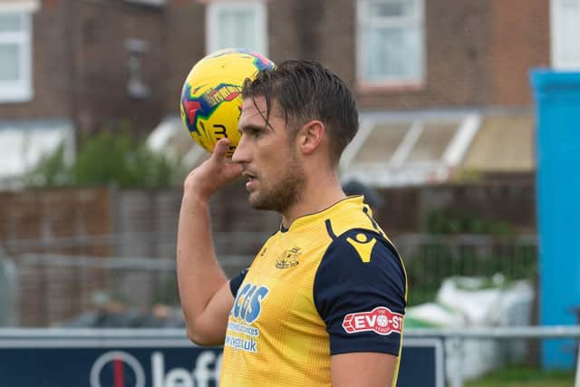 Joe Briggs grabbed the only goal of the game to ensure Moneyfields moved top. Picture: Vernon Nash (180679-065)