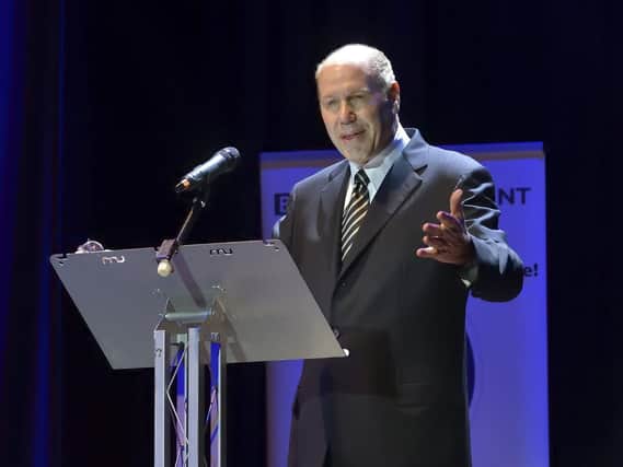 Michael Eisner addresses shareholders at the Pompey Supporters' Trust meeting in 2017. Picture: Neil Marshall