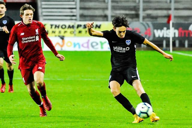 Josh Flint scored Pompey Academy's match-winner against Plymouth. Picture: Colin Farmery