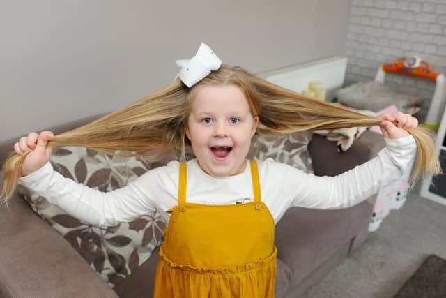 Daisy Vassie, six, from Gosport, will be having twelve inches of her hair cut off and donating it to the Little Princess Trust. Picture: Sarah Standing (110119-5821)