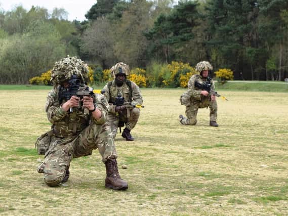 Reservist soldiers from 4th Battalion, The Princess of Wales's Royal Regiment (4PWRR) based in Cosham, during a training weekend at Longmoor army base in April. The unit is among those that could be mobilised nationally by the government for a year amid concerns of a no-deal Brexit. PHOTO: Tom Cotterill