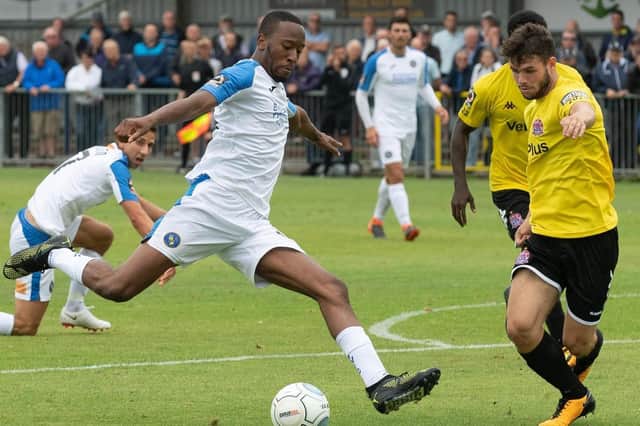 Hawks striker Nicke Kabamba has moved to Hartlepool on loan. Picture: Keith Woodland