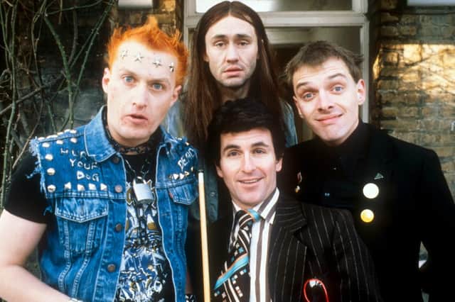 The Young Ones 1982: Vyvyan (Adrian Edmonson), Neil (Nigel Planer), Mike (Christopher Ryan), Rick (Rik Mayall) Picture: BBC