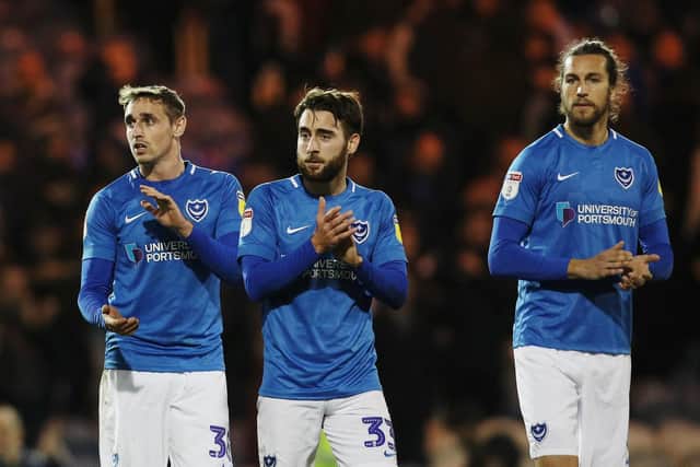 Ben Close, centre, is ready to return for Pompey ahead of a bust run of matches. Picture: Joe Pepler