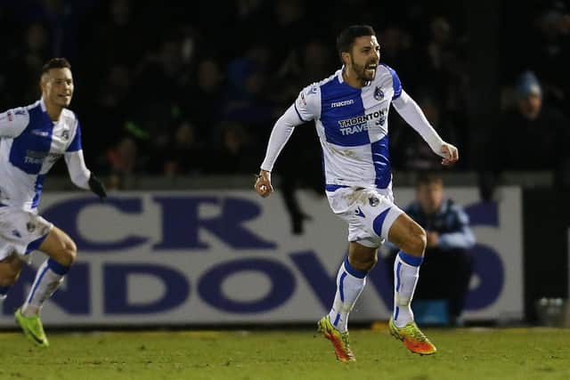 Liam Sercombe celebrates scoring Bristol Rover's last-gasp winner against Pompey in January 2018. Picture: Joe Pepler