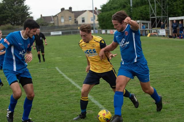 Conor Bailey opened the scoring for Moneyfields against Street. Picture: Vernon Nash (180422-006)