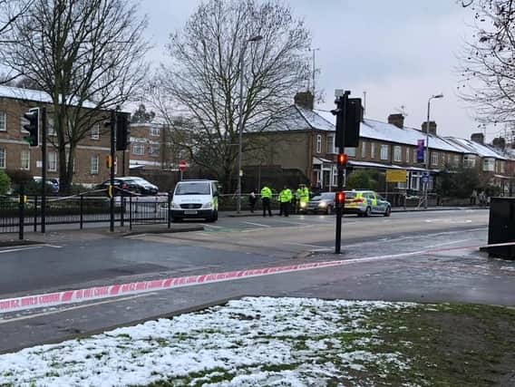Investigators at work in Forest Road, east London, where a 21-year-old woman has died after being hit by a police car responding to a 999 call. Picture: Carla Johnson/PA Wire