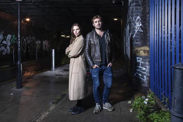 The Girl on the Train - Samantha Womack playing Rachel Watson and Oliver Farnworth playing Scott Hipwell. Picture by Helen Maybanks