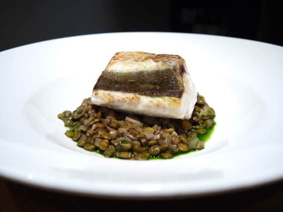 Gurnard with lentils and parsley juice