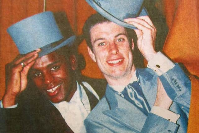 Pompey players Kit Symons and Darryl Power.