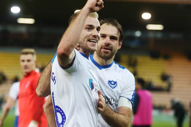 FA Cup 3rd Round -  Norwich City v Portsmouth - 05/01/19Players celebrate win - Portsmouths Brett Pitman and Portsmouths Jack Whatmough