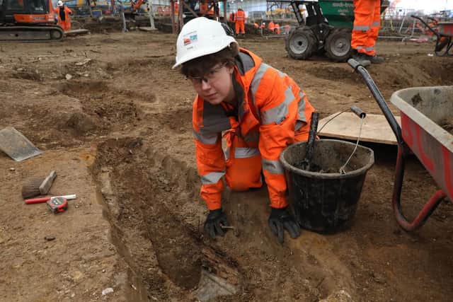 Tens of thousands of skeletons will be removed from the burial ground where the station for the HS2 rail route will be built. The discovery so early in the dig has thrilled archaeologists who were not confident they would find Captain Flinders among the 40,000 people interred there. They were able to identify the remains of the explorer, who was buried in the burial grounds on July 23, 1814, by the breast plate placed on top of his coffin. Photo: HS2 Ltd/PA Wire
