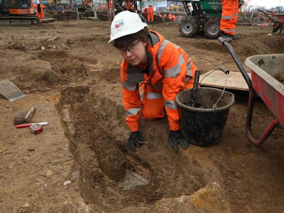 Tens of thousands of skeletons will be removed from the burial ground where the station for the HS2 rail route will be built. The discovery so early in the dig has thrilled archaeologists who were not confident they would find Captain Flinders among the 40,000 people interred there. They were able to identify the remains of the explorer, who was buried in the burial grounds on July 23, 1814, by the breast plate placed on top of his coffin. Photo: HS2 Ltd/PA Wire