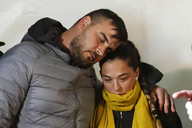 Jose Rosello and Victoria Garcia, parents of 2-year-old boy who died after getting trapped in a deep borehole. Picture: Alex Zea/Europa Press via AP