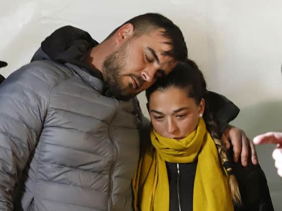 Jose Rosello and Victoria Garcia, parents of 2-year-old boy who died after getting trapped in a deep borehole. Picture: Alex Zea/Europa Press via AP