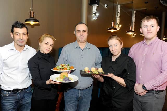 Street Balls in Spring Street, Portsmouth, opened in November 26, 2018.Pictured is: (l-r) Pasquale Di Giovanni, Alessia Cominelli, Enrico Lobina, Alessia Scroppo and Harry Spicer. Picture: Sarah Standing (220119-6747)