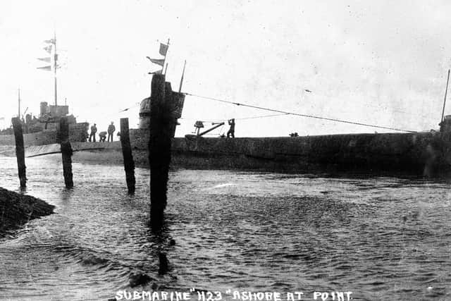 Reputed to be fact, the captain and crew from this stranded submarine went ashore visited W.L. Wyllies house for a drink.