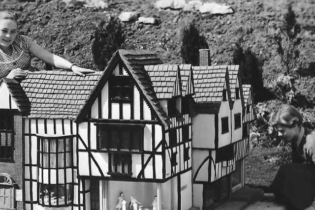 Viewed sometime circa 1960 we are in the Southsea model village with a Tudor style house. Photo: Barry Cox collection.