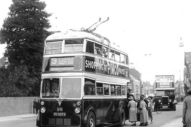 PICTURE 1: This trolleybus driver must have thought he was still driving a tram and stooped in the middle of the road. Photo: Barry Cox collection