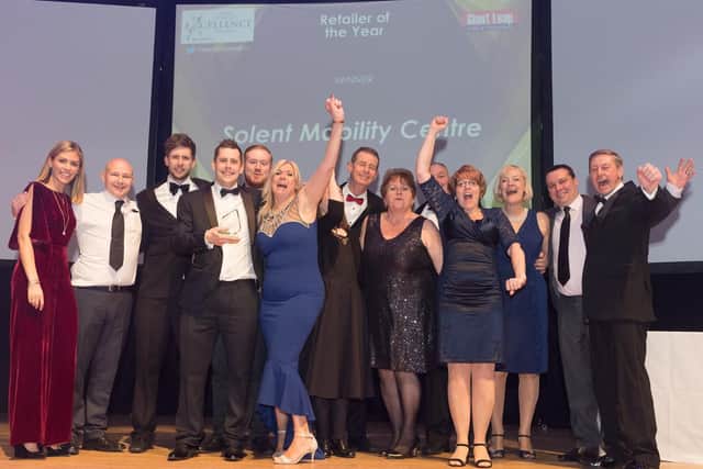 The News Business Excellence Awards 2018.Retailer of the Year Award, Debbie Watts, Owner of Solent Mobility with host  TV presenter Nicki ShieldsPicture Credit: Keith Woodland