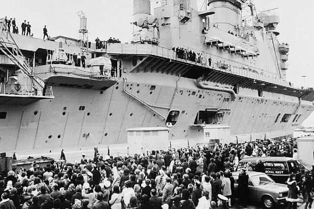 A superb shot of HMS Eagle after arriving in the dockyard.  Anyone with more information? Photo: Mike Nolan collection.