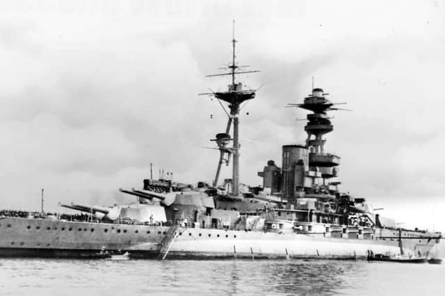HMS Royal Oak, sunk at her Scapa Flow anchorage October 14, 1939.