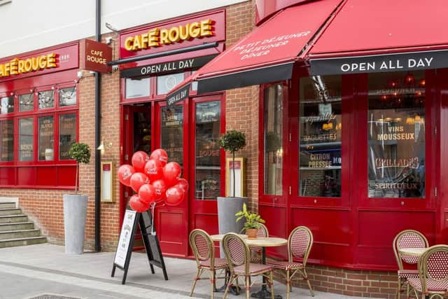 An exterior view of Cafe Rouge at Gunwharf Quays, in Portsmouth
